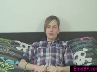 Flirty gay emo showing his fine body by emobf